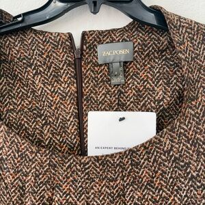 Zac Posen Textured Brown and Orange Dress